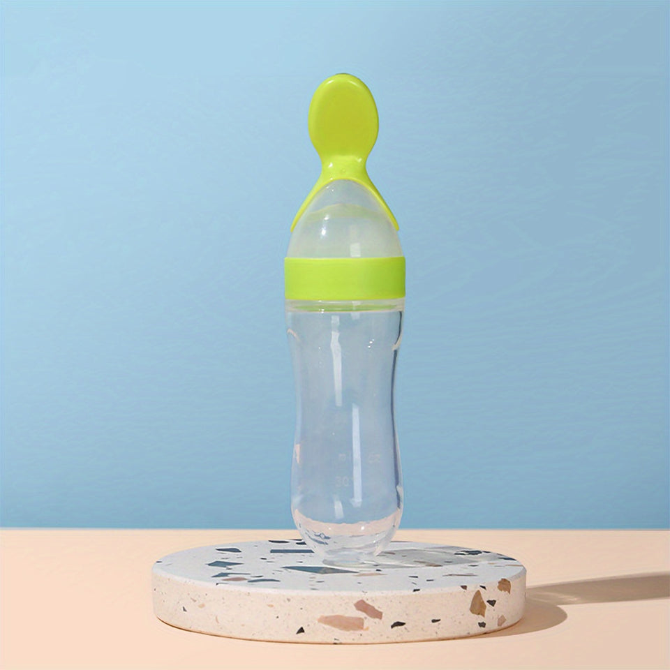 Biberón y cuchara de silicona para alimentar a los bebés