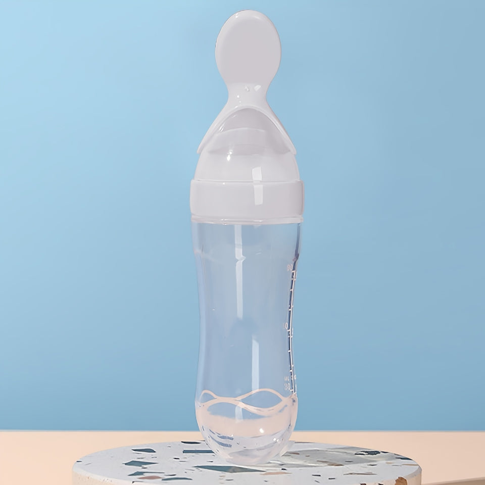 Biberón y cuchara de silicona para alimentar a los bebés