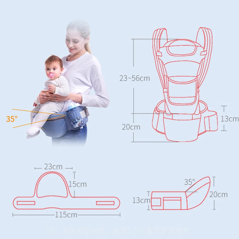 Mochila ergonómica tipo canguro para bebé, con asiento para la cadera