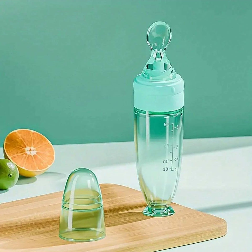 Biberón de silicona con cuchara para alimentación