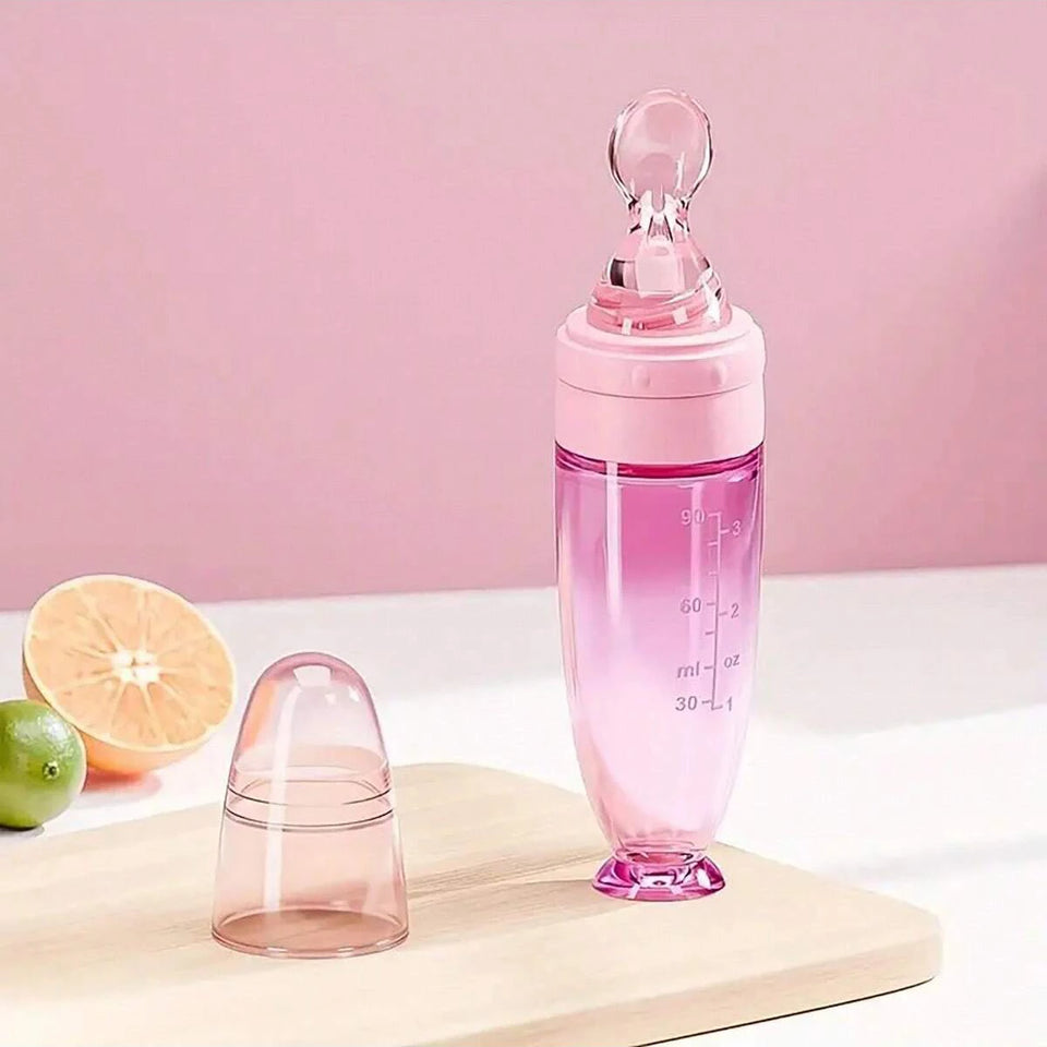 Biberón de silicona con cuchara para alimentación