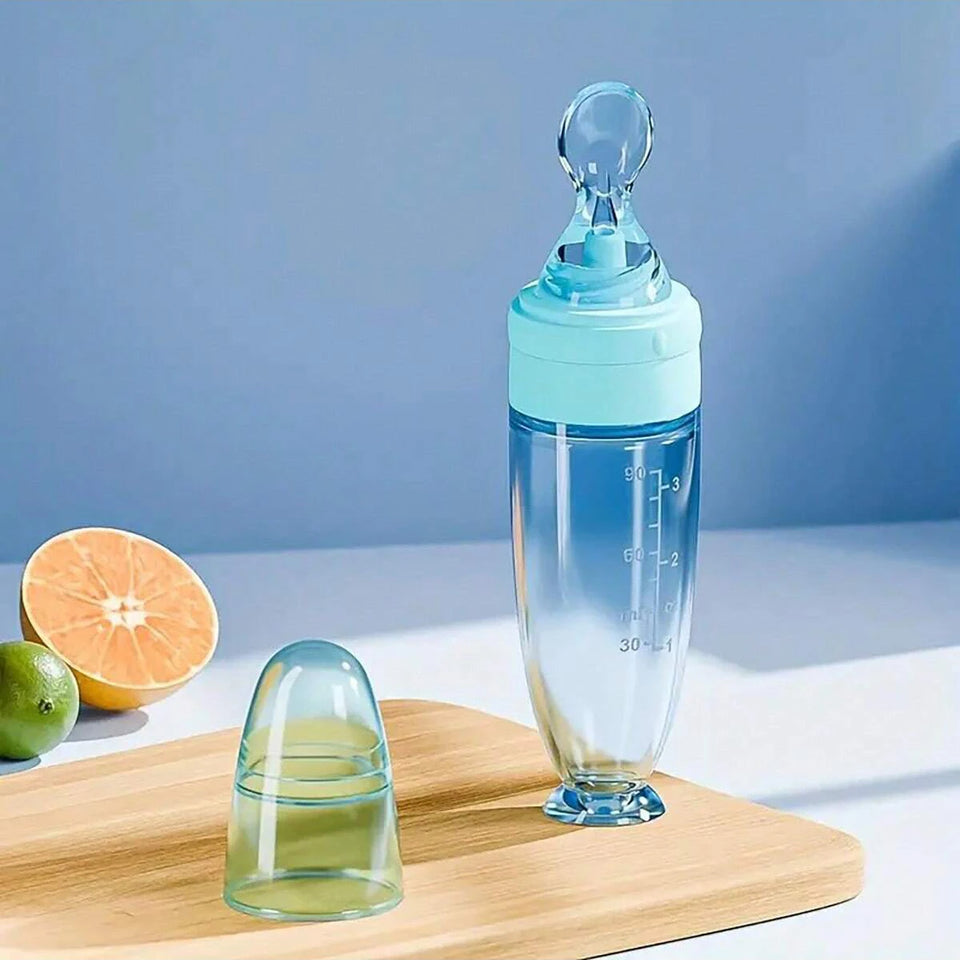 Biberón de silicona con cuchara para alimentación