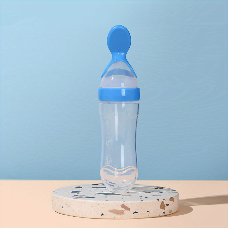 Biberón y cuchara de silicona para alimentar a los bebés