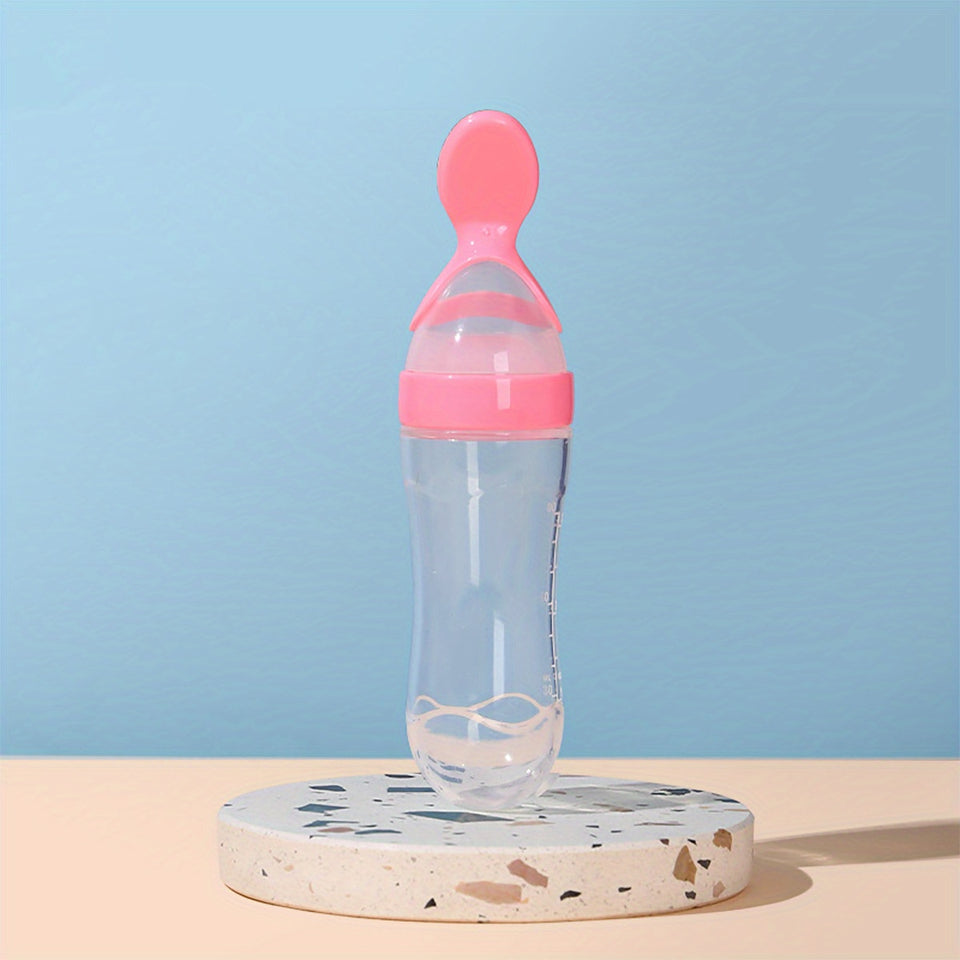 Biberón y cuchara de silicona para alimentar a los bebés